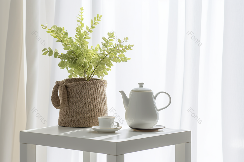 室内设计家居装饰白色窗帘桌子上的摆件花瓶摄影图,高清,摄影图,摄影图片,图片大全,摄影图免费下载